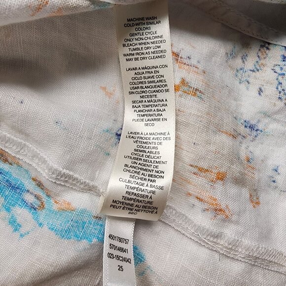 Chicos Women’s Cardigan Size 0 XS White Multi Abstract Open Front Chiffon Dolman - Picture 13 of 13